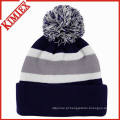 Cheap malha Stripe Beanie com POM POM